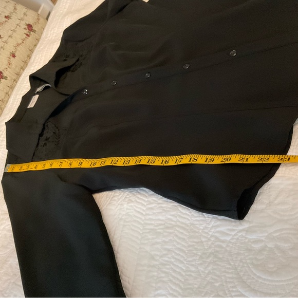 COVINGTON, BLACK EMBROIDERED VELOUR BLOUSE, SIZE: L - Picture 8 of 12